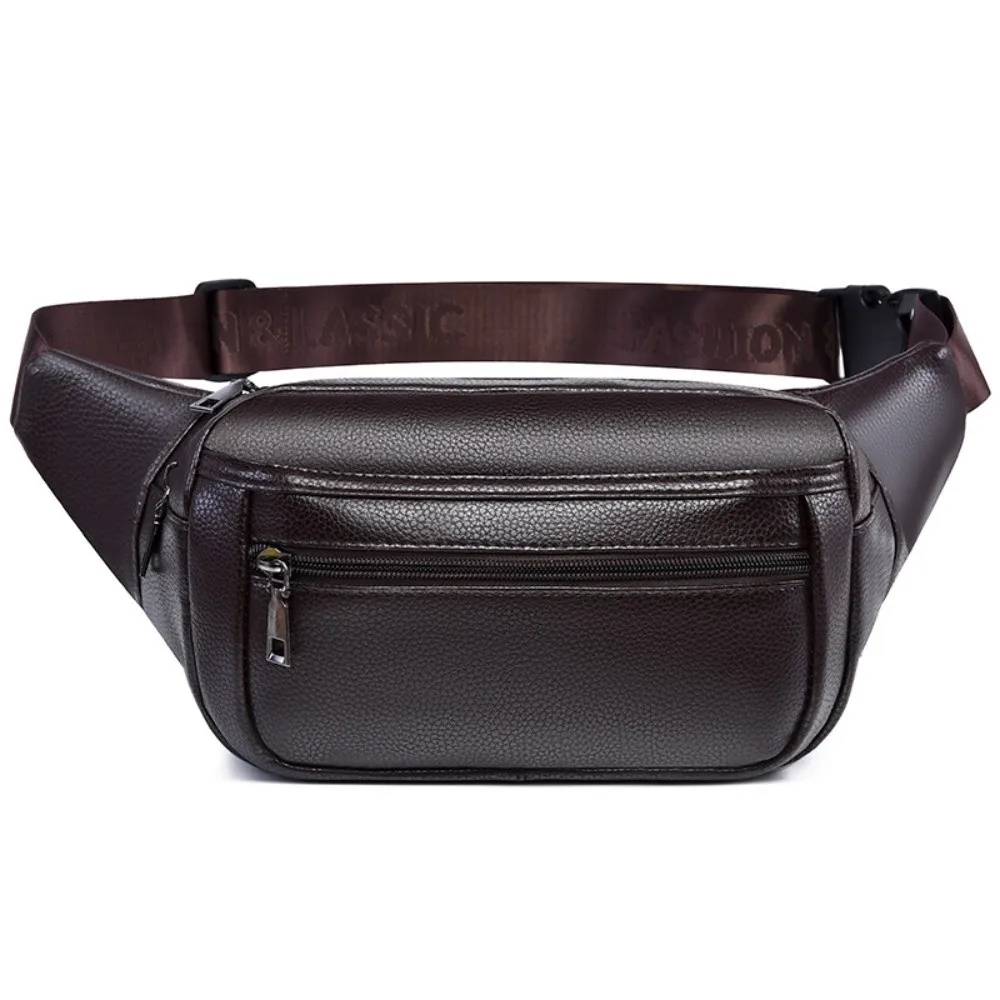 

Cellphone Pack PU Leather Men Crossbody Bag Waterproof Large Capacity Waist Bag Phone Pouch Leisure Student Shoulder Bag Cycling