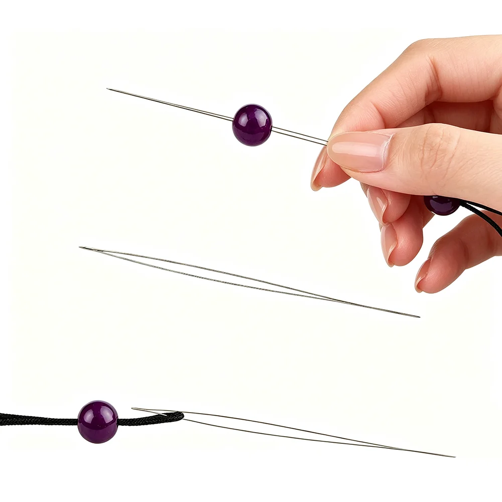 20Pcs Beading Needles, Assorted Size Big Eye Beads Needles Seed Beads Needles with Needle Bottle for Jewelry Making