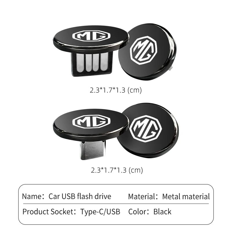 16GB/32GB/64GB Car Logo Mini Metal USB Type-c Flash Drive Memory Stick For Morris Garages MG 3 5 6 7 HS ZS GS Hector TF GT ZR view 6