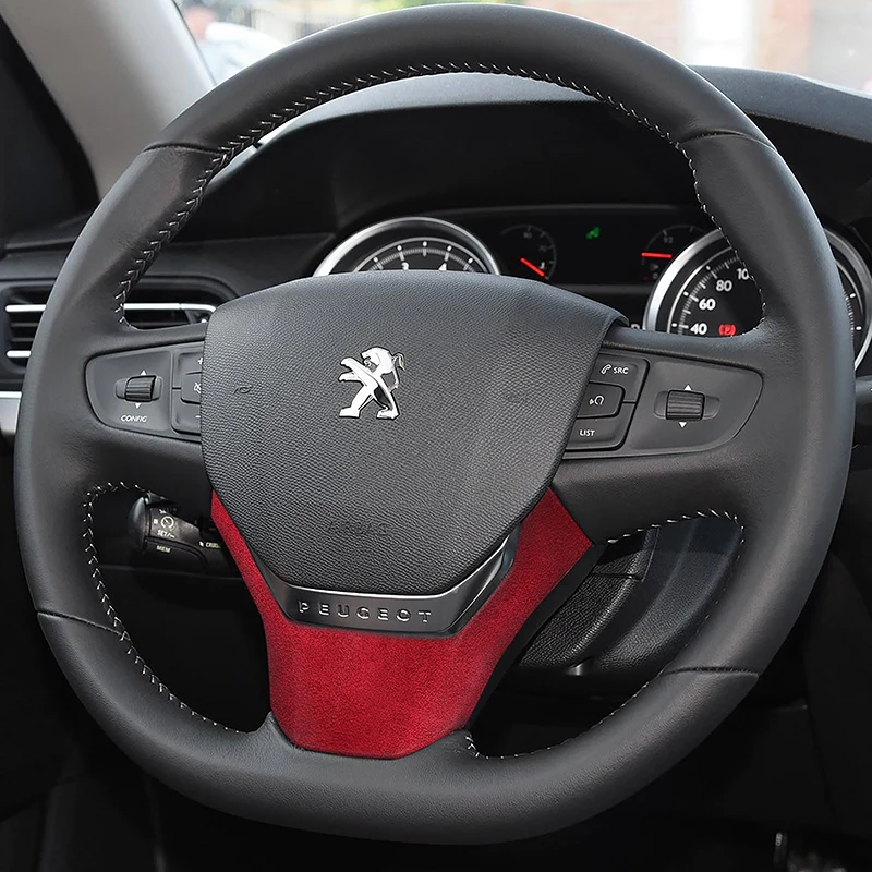 Top Suede Wrap Car Gear Head Shift Steering Wheel Protection Cover Trim Stickers For Peugeot 308 S 408 AT Interior Accessories