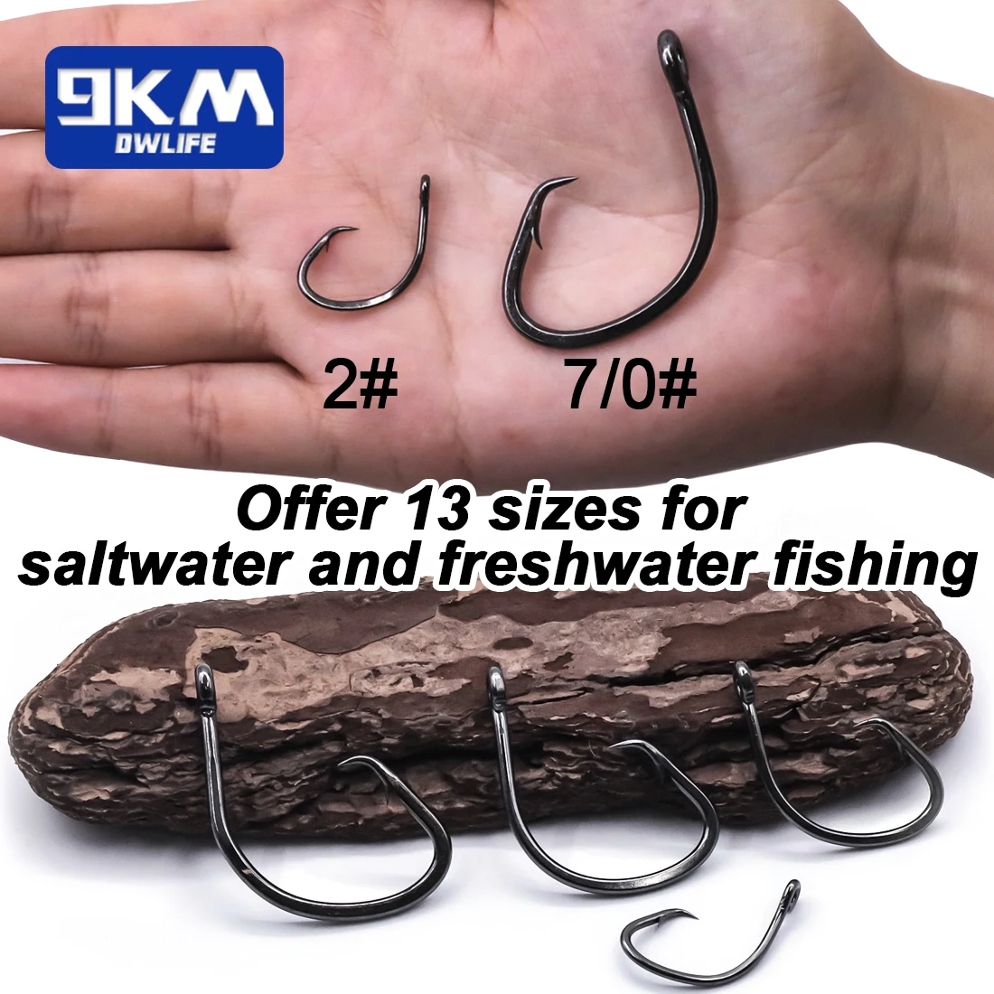 9KM 25Pcs Kreis Haken Salzwasser Offset Angelhaken 3X Starke Breite Lücke Lebende Köder Wels Angeln – Detail 4