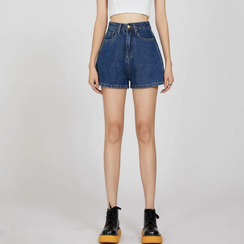 

Fashion Casual Denim Shorts Women 2025 Summer Korean Style Vintage Short Pants High Waist Slimming A-line Shorts Woman Trendy