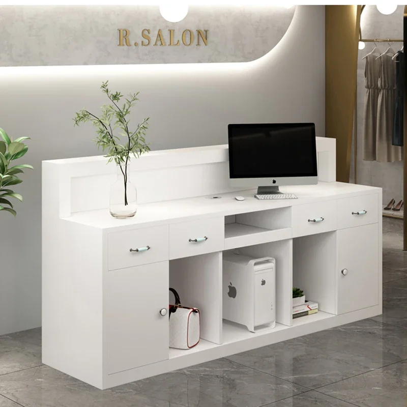 Прием Салон красоты Эстетическая стойка Мебель Роскошная деревянная подставка для подиума Парикмахерская Бизнес-счетчики Маленькая коробка для магазина