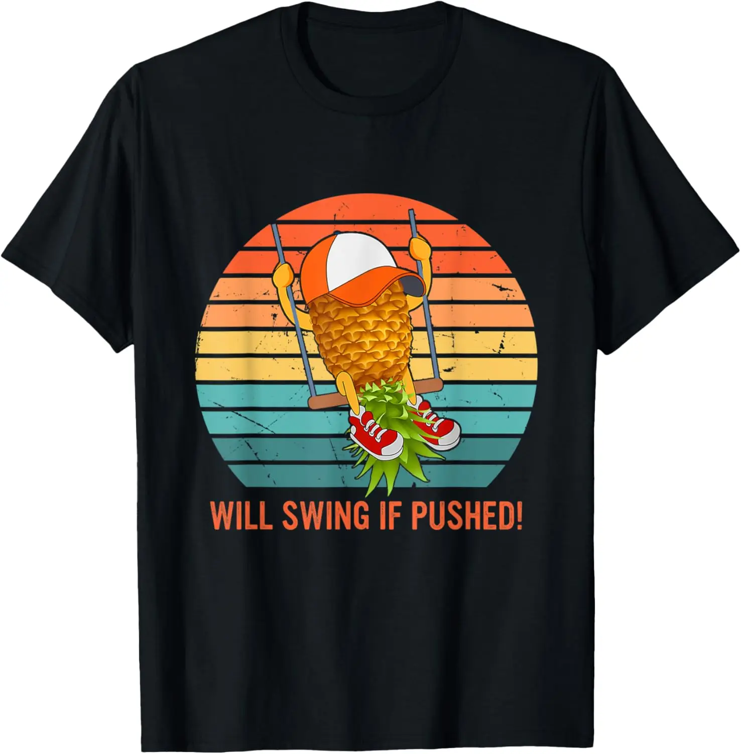 

Забавная винтажная футболка Will Swing If Pushed Apparel для любителей ананасов
