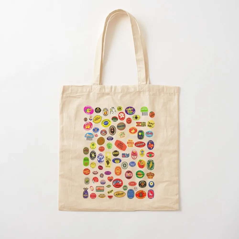 

fruit stickers Tote Bag tote bag women Lady bag shopping logo