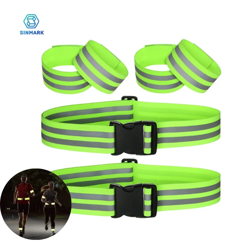 SINMARK Reflective Band Strap Safety Reflective Glow Belt PT Belt High Visibility Reflective Waist Belt for Arm Wrist Leg