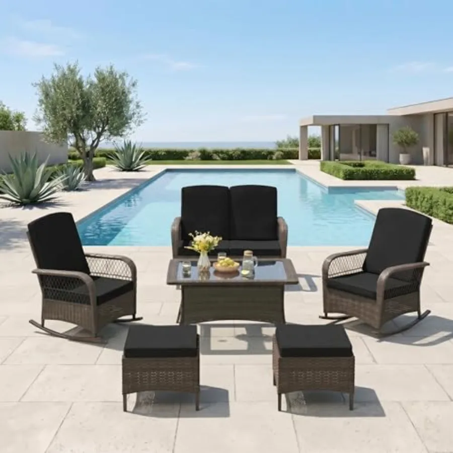 Patio Furniture Set Outdoor Rattan Chair Wicker Sofa Garden Conversation Bistro Sets w/Loveseat for Yard, Pool or Backyard