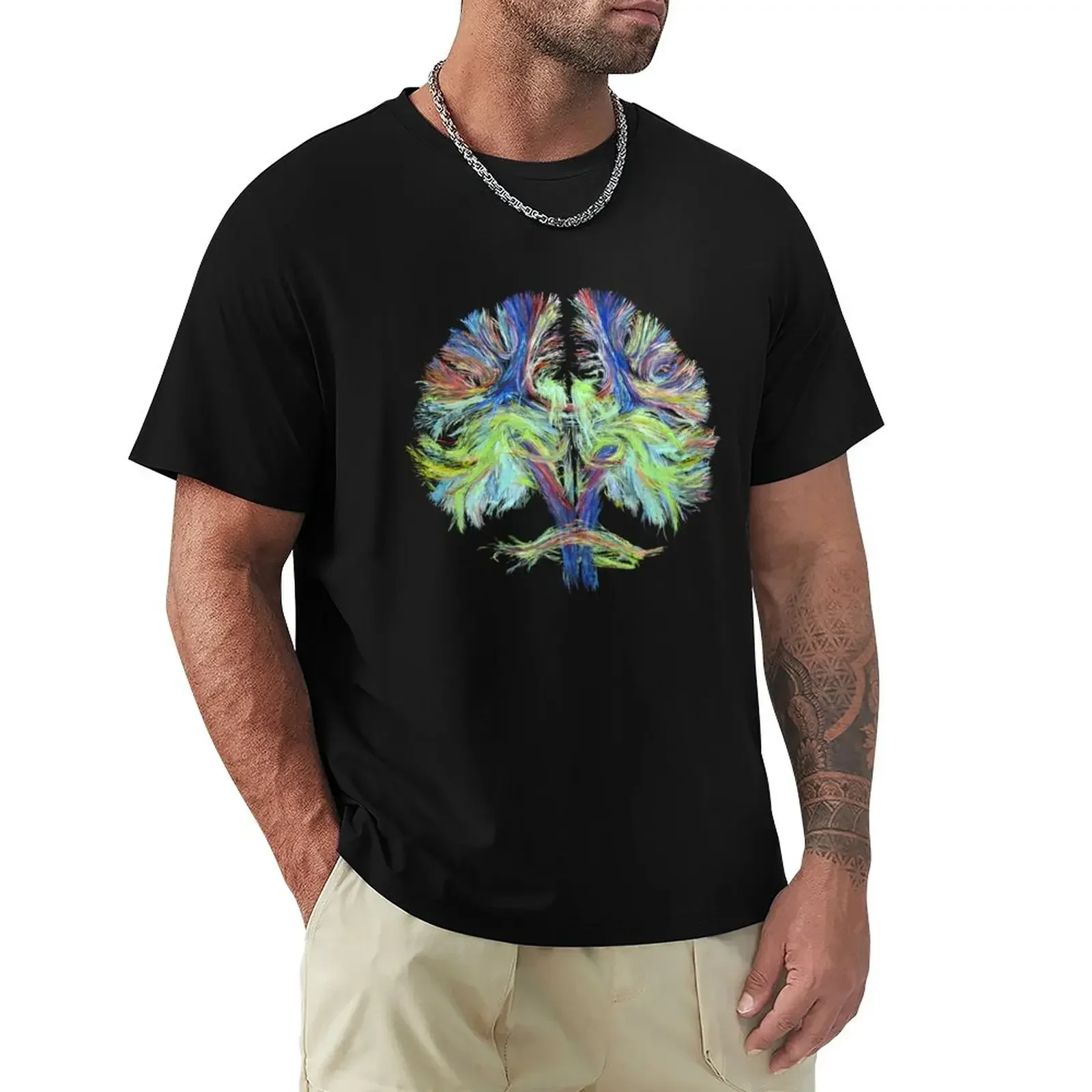 Tractography on black T-Shirt summer clothes essential t shirt plain anime figures mens tall t shirts