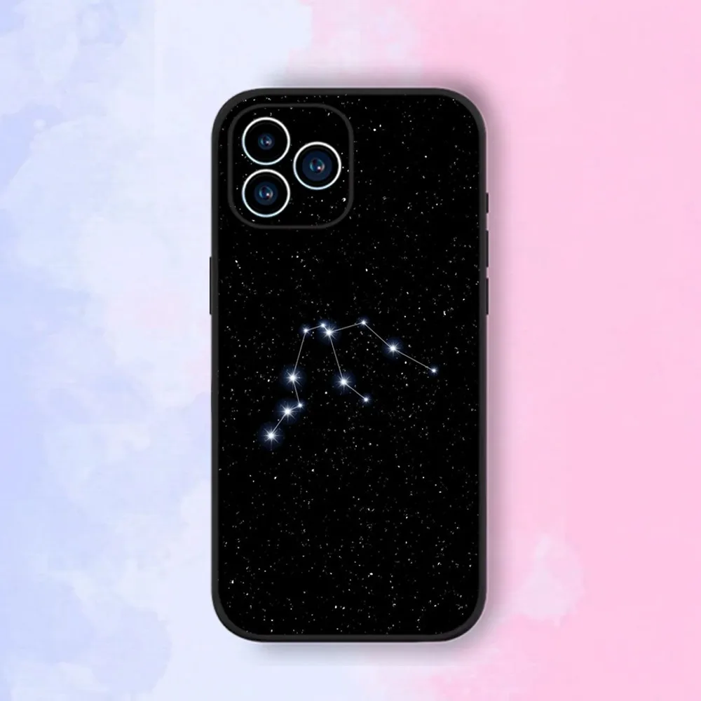 Zodiac Constellation Phone Case For iPhone 15,14,13,12,11,XS,XR,X,8,7,Pro,Max,Plus,mini Silicone Black Cover