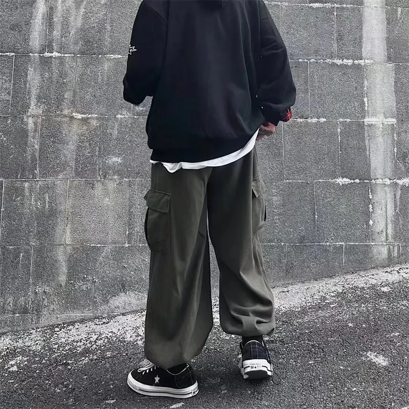Oversize Straight Leg Workwear Trousers Men's Summer Casual Pants Military Green Vintage Heavy Duty Leisure Trousers view 3