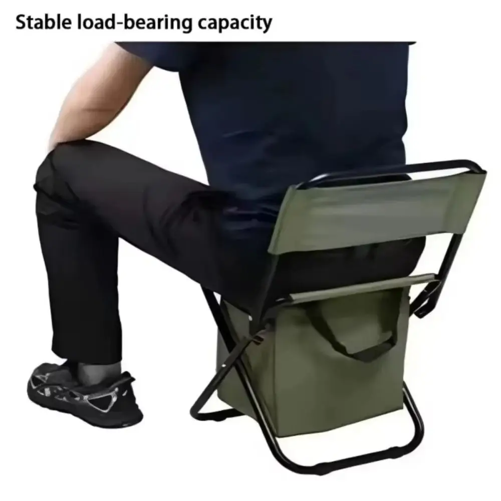 Wear-resistant Folding Camping Chair Strong Load-bearing Sturdy Foldable Fishing Chair Crossbody with Storage Box - Image 4