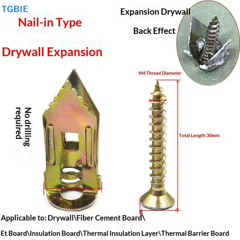 Drywall Anchor Screw - 【TL】50-delige zelftappende gipsplaatankerkit, holle muurpluggen met