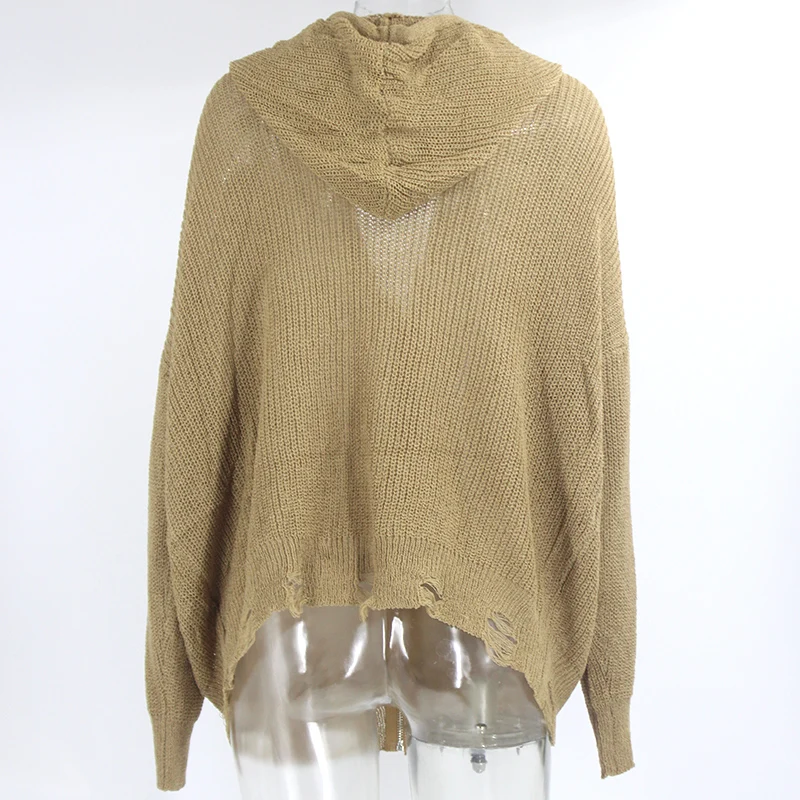 2023 New Hoodie Knitted Sweater Hollow Out Top Women Pollover Solid Loose Long Sleeve Casual Autumn Tops Winter Coat Crop Top