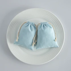 5Pcs Blue Small Jewelry Accessory Storage Pouch Necklace Bracelet Candy Cosmetic Wedding Party Gift Organizer Drawstring Bag