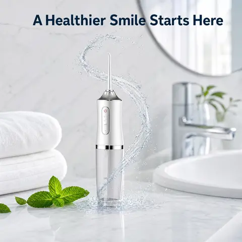300ml Oral Irrigator with Long Battery Life, 3 Modes & 4 Nozzles, IPX7 Waterproof Design, Portable and Easy to Use