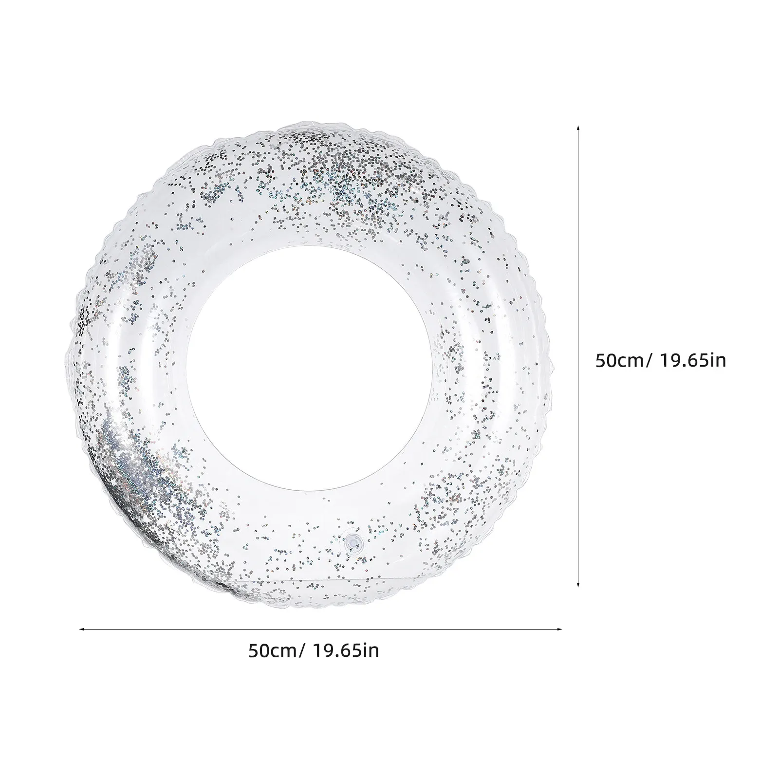 60Cm Inflatable Swimming Ring PVC Water Party Float Thickened Anti-Leakage Design with Crystal Sequins for Pool Beach Use