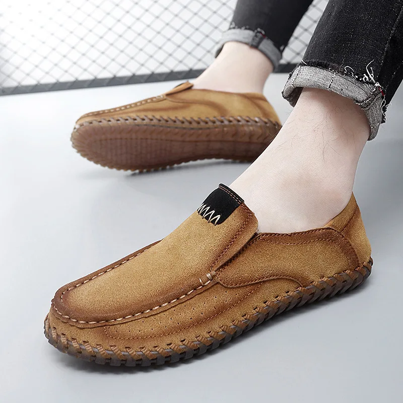 

Handmade Large Size Men's Lazy oe Faionable Versatile Small Leather oe Autumn New Sle Flat Heel round Toe Color