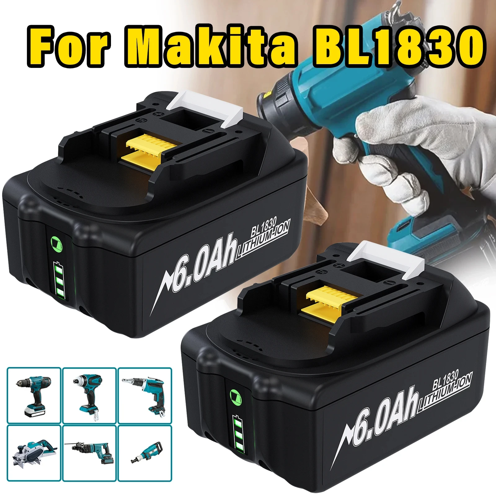 

18V Battery For Makita BL1850B Li-ion 6.0Ah BL1840B BL1860 BL1815 BL1830 BL1835 Cordless Drills Tools Batteries 18-Volt LXT 400