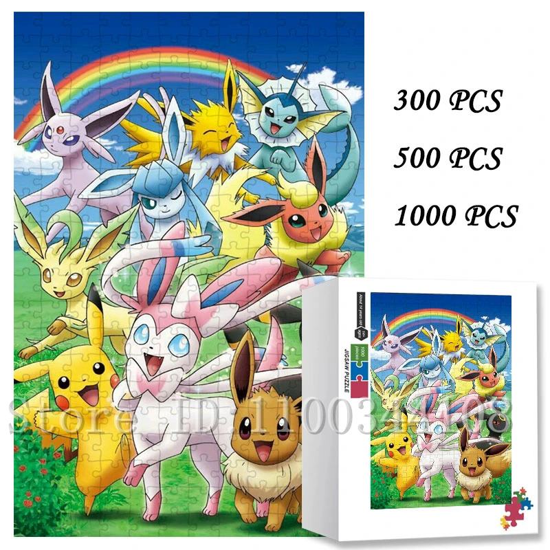Puzzle Pokemon 300/500/1000 elementów Pikachu Eeveelution Puzzle Anime dla Dzieci Gra Rozwijająca Inteligencję Zabawki