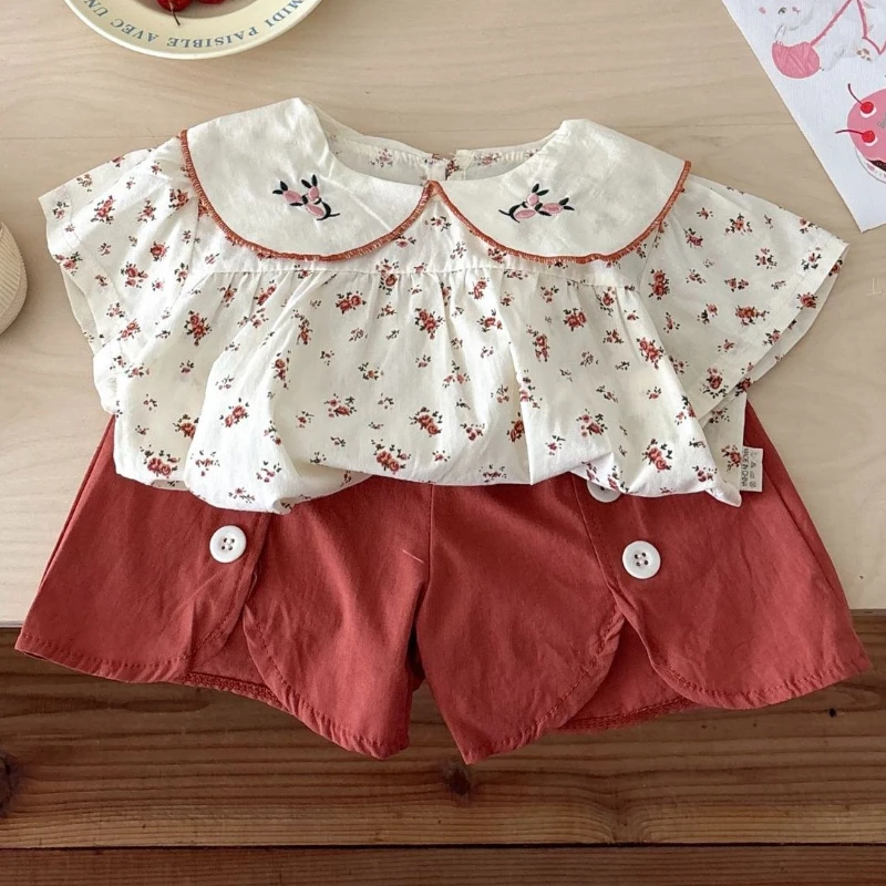 

New Summer Fashion Baby Clothes Suit Children Girls Casual Short Sleeved T-Shirt Shorts 2Pcs/Set Infant Clothing Kids Tracksuits
