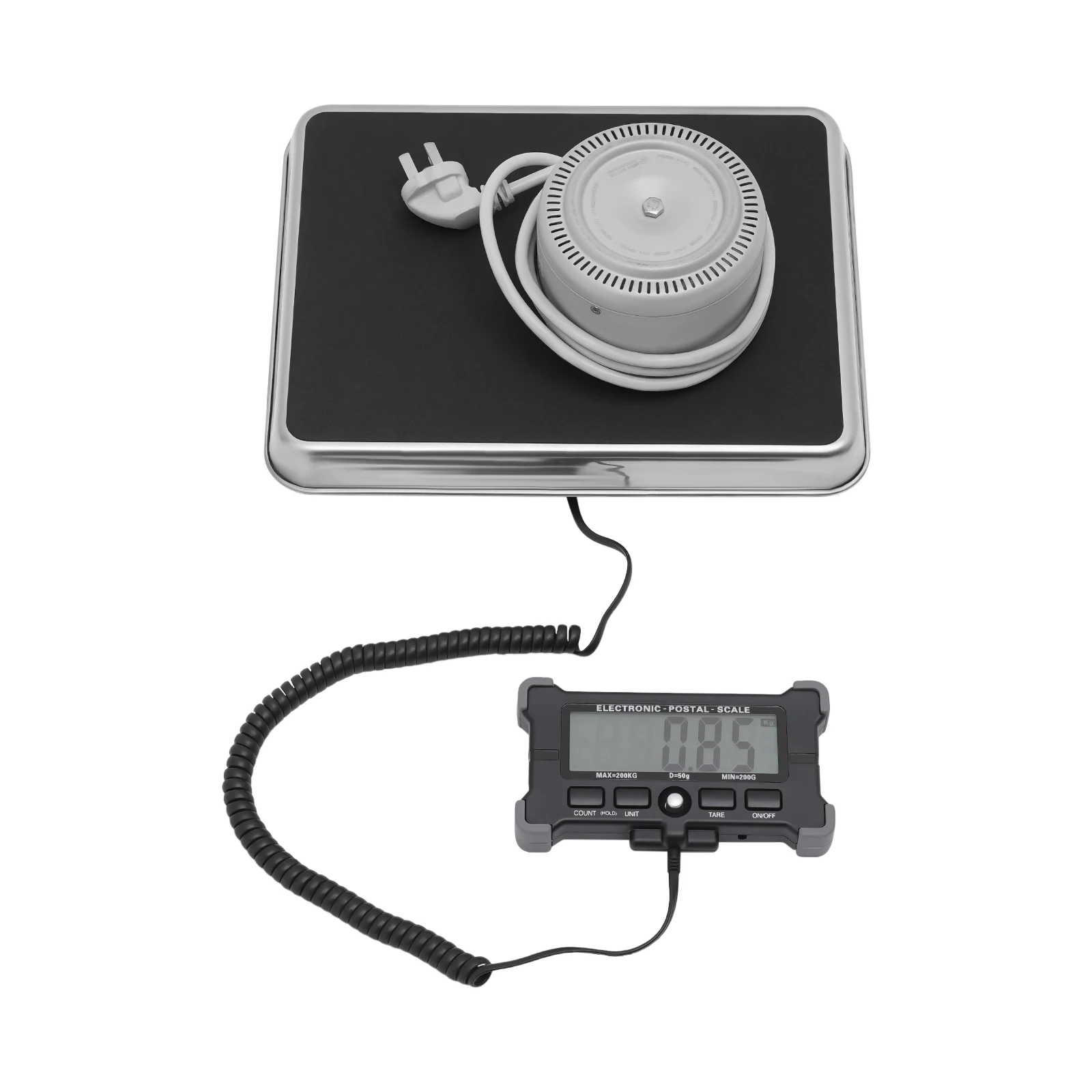 Paketwaage bis 200 kg/50 g, digitale Waage mit großer Edelstahlplattform, Außenbeleuchtung, 31,6 x 25 x 4,95 cm, mit LCD