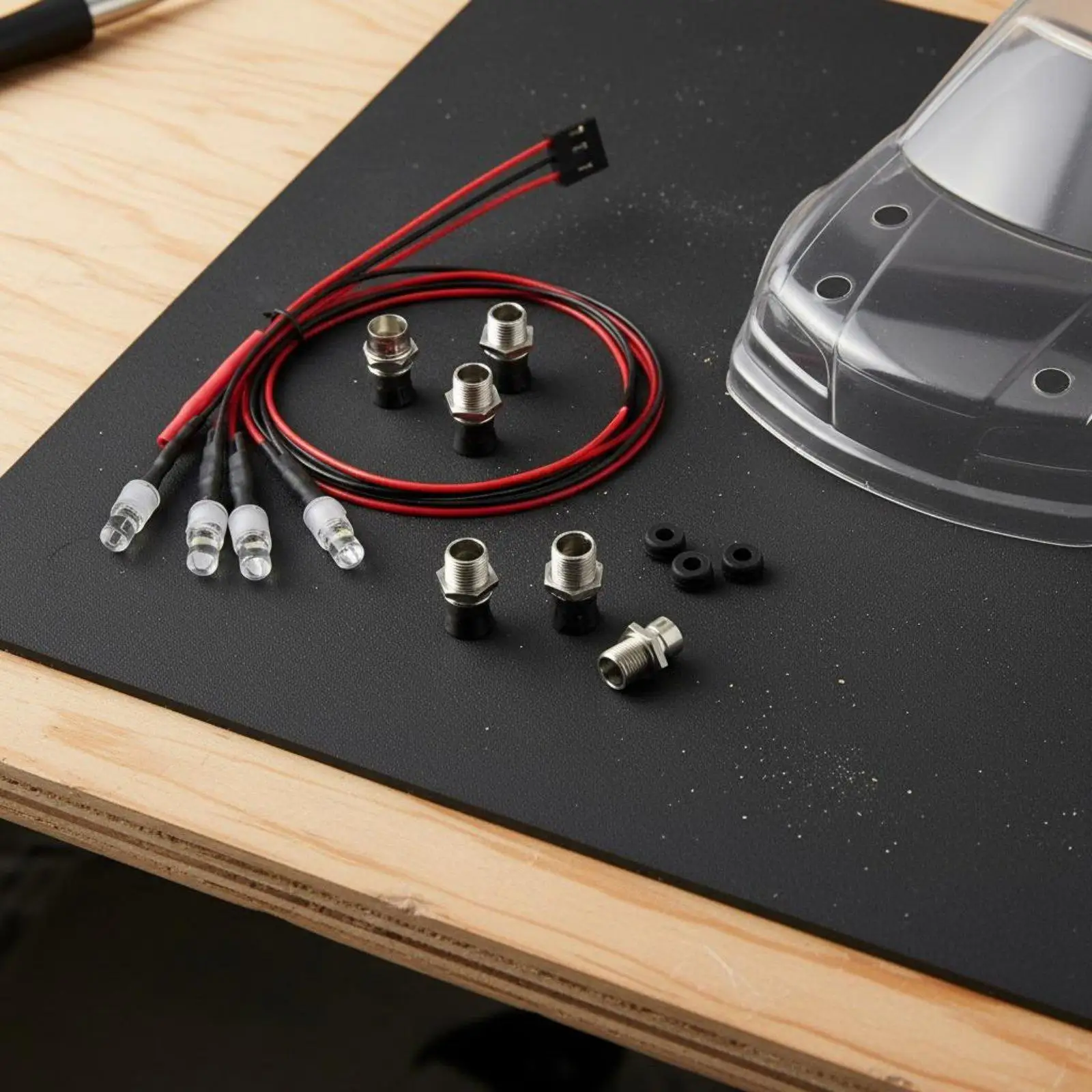 LED Vehicle Headlight Set 4 Lights RC Model Accessory Easy Wiring 3V to 7V for Hobby Car Bodies