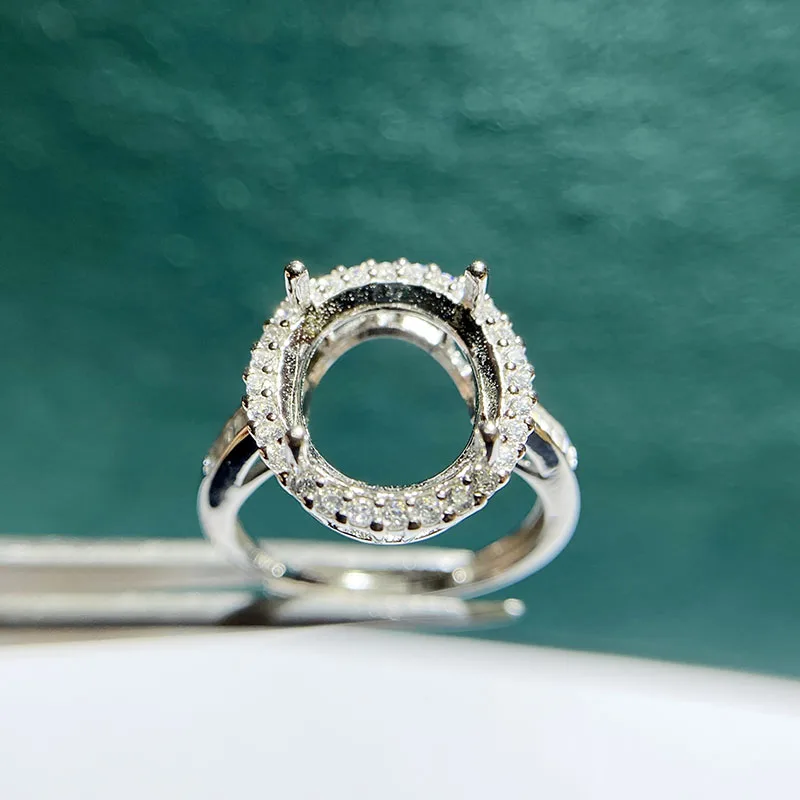 MeiBaPJ-إعداد خاتم فضة إسترليني حقيقي للنساء ، مجوهرات ساحرة رفيعة ، حوامل فارغة تصنعها بنفسك ، الموضة ، 4x6 ، 10x14 ، سبعة أحجام