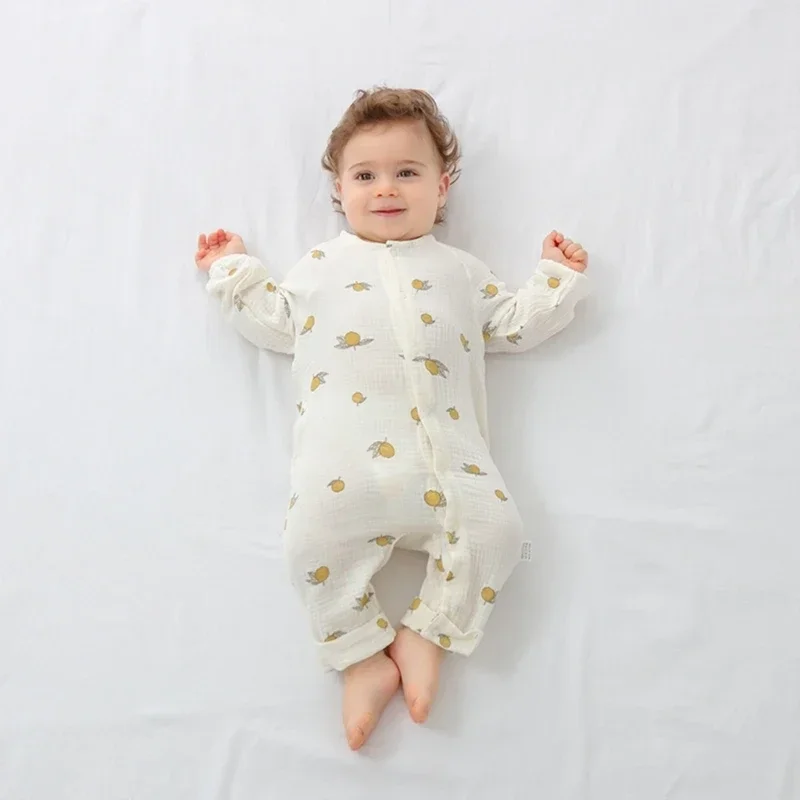 Newborn Infant Baby Girls Romper Muslin Long Sleeve Rompers Kids Onepiece Clothing Cotton Gauze Breathable Sleepwear Pyjamas