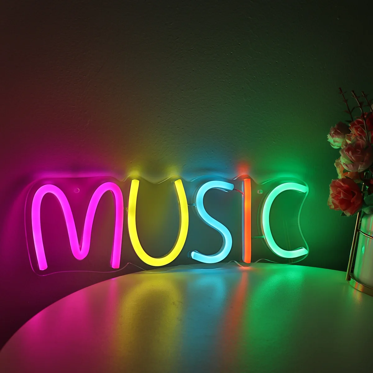 1pc Colorful MUSIC LED Neon Sign Night Light For Parrty Music Pub Club Shop Decoration New Year Birthday Gifts 12.2\'\'*3.98\'\'