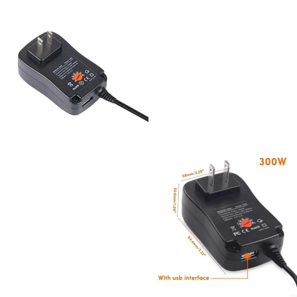 Multi Power Adapter with 6DC Connectors, Adjustable 3V to 12V 30W Power 193A