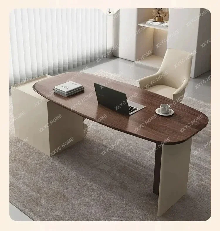 

A Cream 1Style Desk Italian Minimalist Walnut Desk High-End Home Study Computer Desk