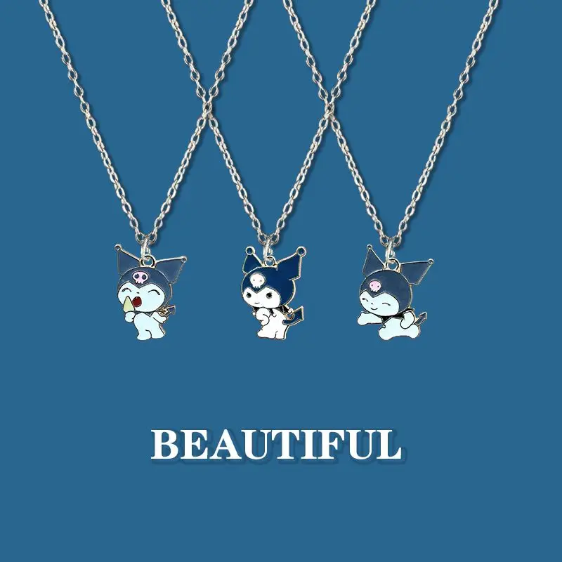 

Kuromi inspired kawaii necklace anime character zinc alloy charm with lobster clasp suitable for party cosplay gift daily wear