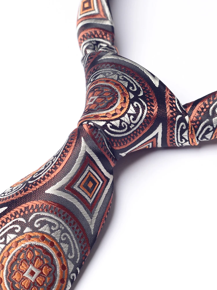 High Quality Orange Copper Coin Patterned Tie For Men‘s Vintage Classic Business 8CM Wide Version Shirt Accessories Cravat