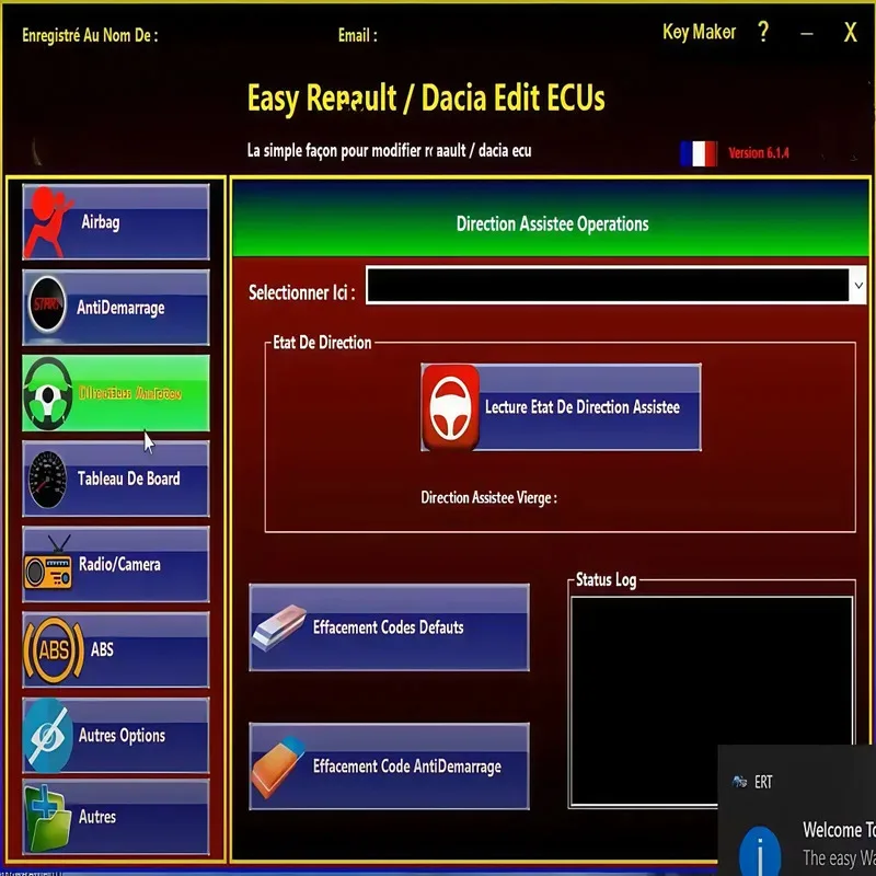 2025 برنامج Easy Ren/ault 6.1.4 لمبرمج Renault ECU وسادة هوائية شفافة ومفاتيح بطاقة UCH Cleaner WORK مع OBDLink Renolink