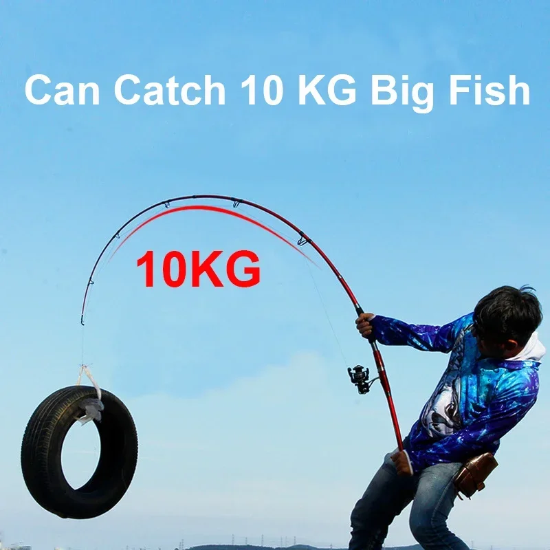 Portable Fishing Boat Rod Spinning Lure Ultralight Hard Carbon Fishing Rod 1.8 M 2.1 M 2.4 M Red Three-section New Fishing Pole