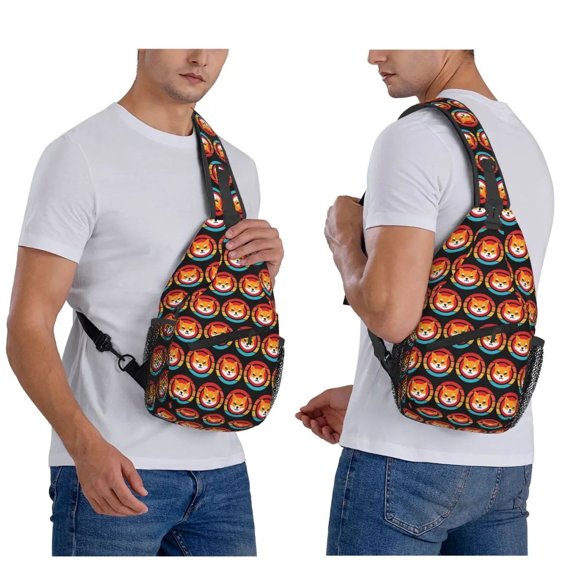 

Shiba Inu Cryptocurrency Printed Chest Bag Men Sling Crossbody Backpack Chest Bag Travel Hiking Daypack Shoulder Bag