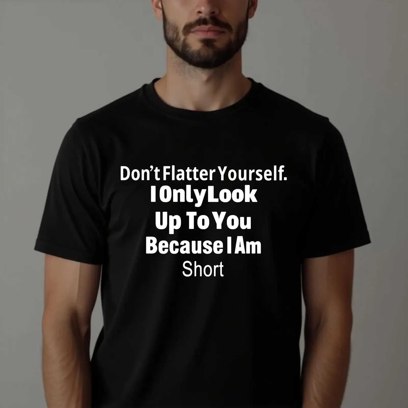 Funny Short Height Joke T Shirt Sarcastic Cotton Top vintage Washed Slightly Casual Soft homme streetwear Breathable fashion