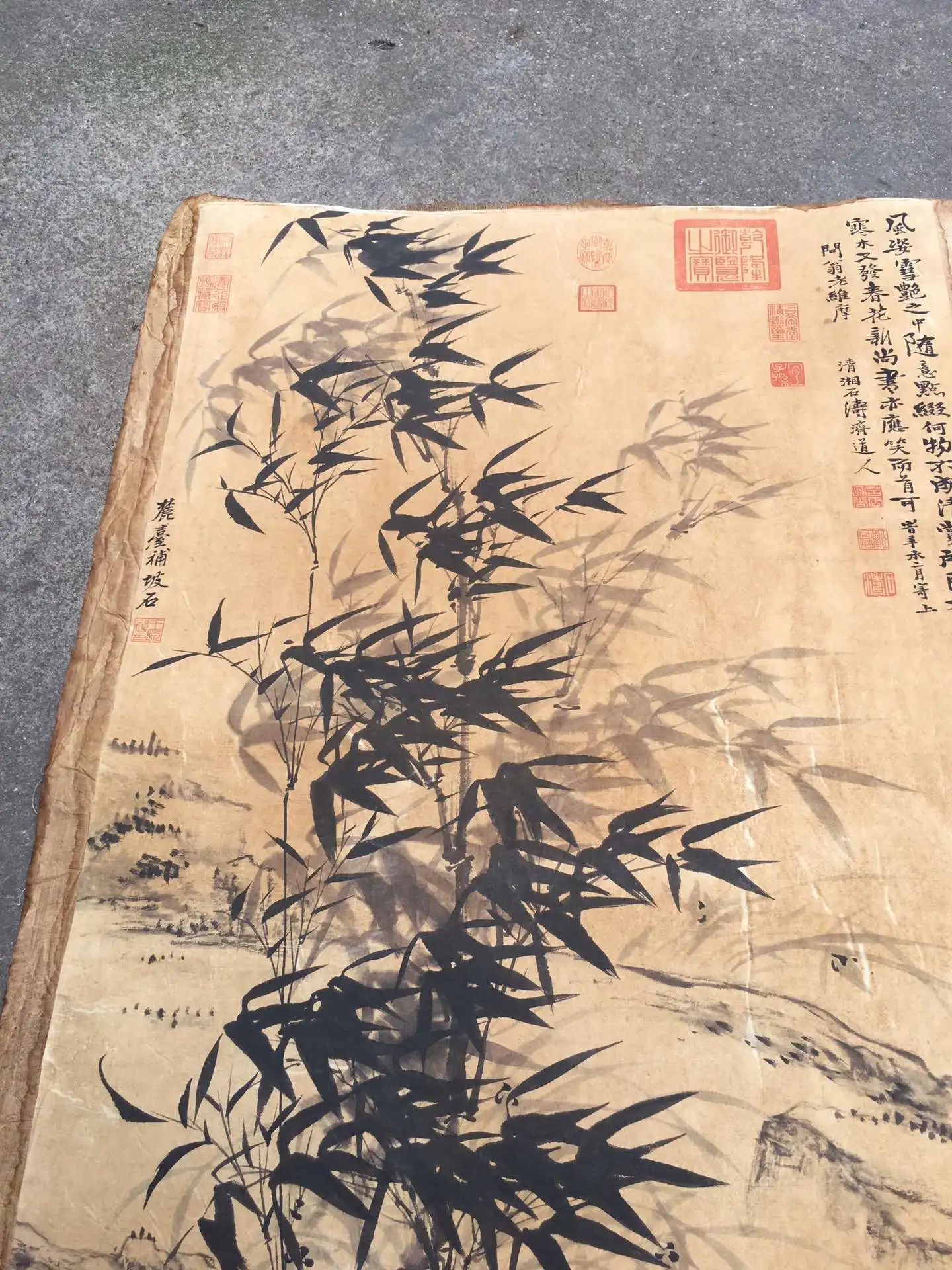Old Chinese calligraphy Scroll painting Hand Painted Double Crane painting Slice