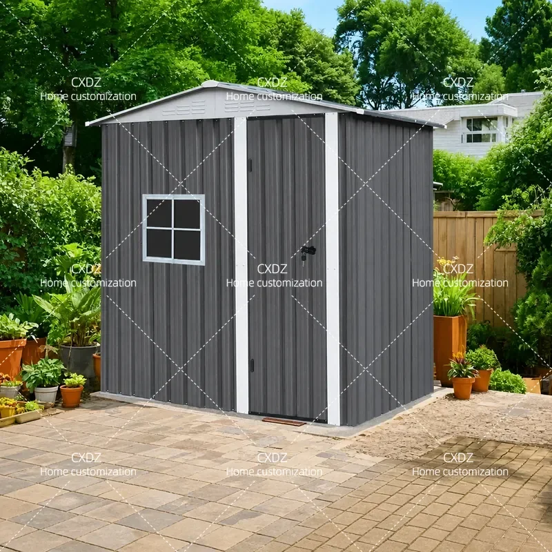 Outdoor Storage Shed Garden Utility House Mobile Tool Room Simple Combination Tin Structure for Courtyard Backyard