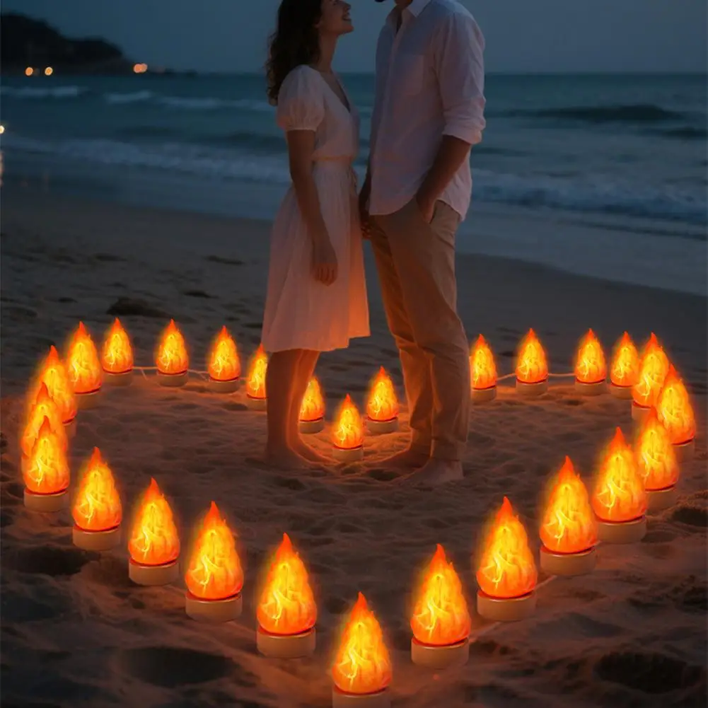 Gefälschte Feuerlampe, USB wiederaufladbar, Reise-Nachtlicht, 3-Modus-LED, gefälschte Kaminkerzen für Outdoor, Camping, Urlaub, Halloween