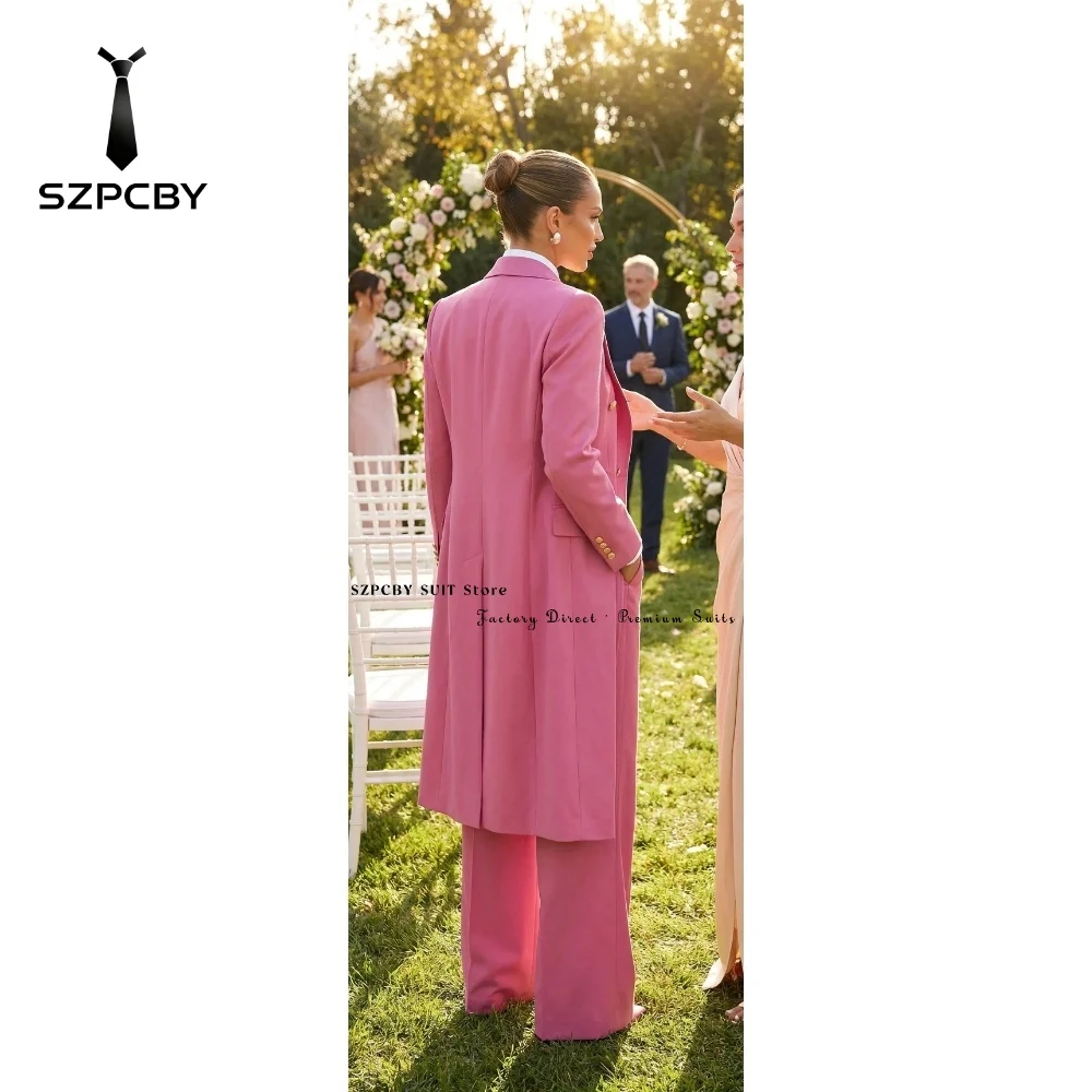 Formal Women Suits 3 Piece Sets Black Pants Suits for Women Business Long Jacket with Wide Leg Pants V Neck Lady Blazer Vest