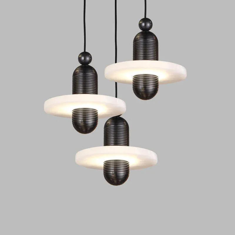 

Natural Marble LED Pendant Lights Gold Black Aluminum Drop Shipping Dinging Room Bedside Hang Lamp Cord Adjustable Stone