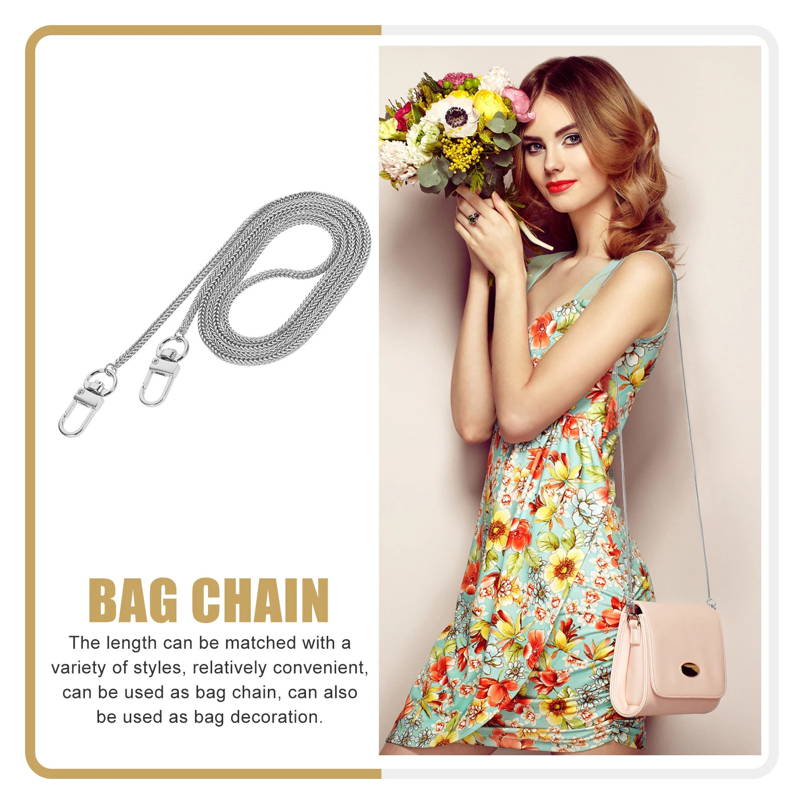 Стильная металлическая цепочка для кошелька, простая установка, съемная пряжка, аксессуары для сумки, плечевой ремень, цепочка для кошелька