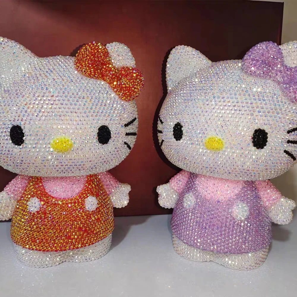 Imagem -04 - Hello Kitty Caixa de Armazenamento de Moedas Strass Cristal Banco Blingbling Armazenamento Brinquedos para Crianças Decoração de Casa Caixa de Poupança de Dinheiro 22cm