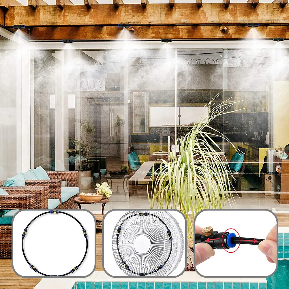 Misting Line Atomization System Food Grade PE Pipe Brass Material Detachable Nozzle Easy Install Garden Humidifier Cooling