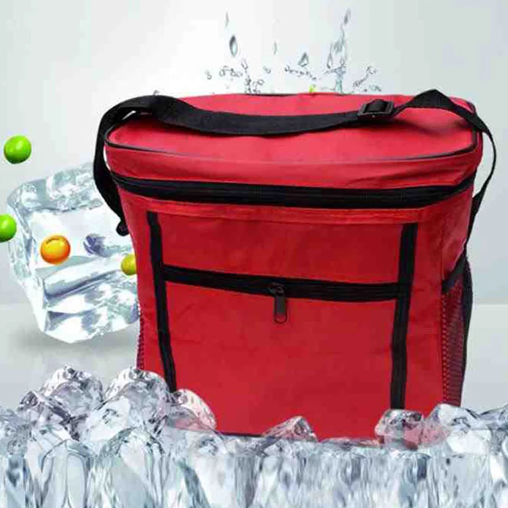 

Ice Pack Insulated Picnic Bag Oxford Cloth Red Portable Lightweight for Family Picnic Lunch Snack Storage Lunch Bag