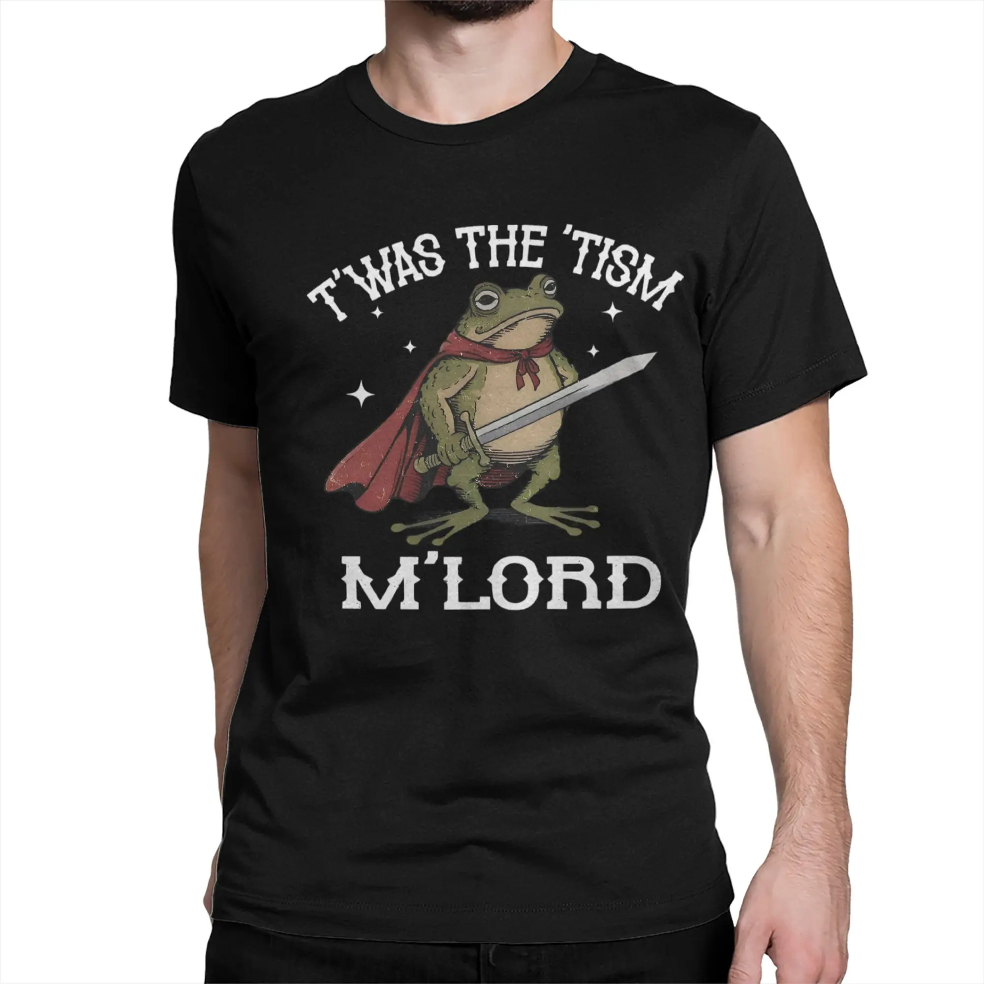 Novelty Twas The Tism M Lord T-Shirts Men Women's Round Neck Cotton T Shirts Autism Frog Meme Short Sleeve Tee Shirt Clothing