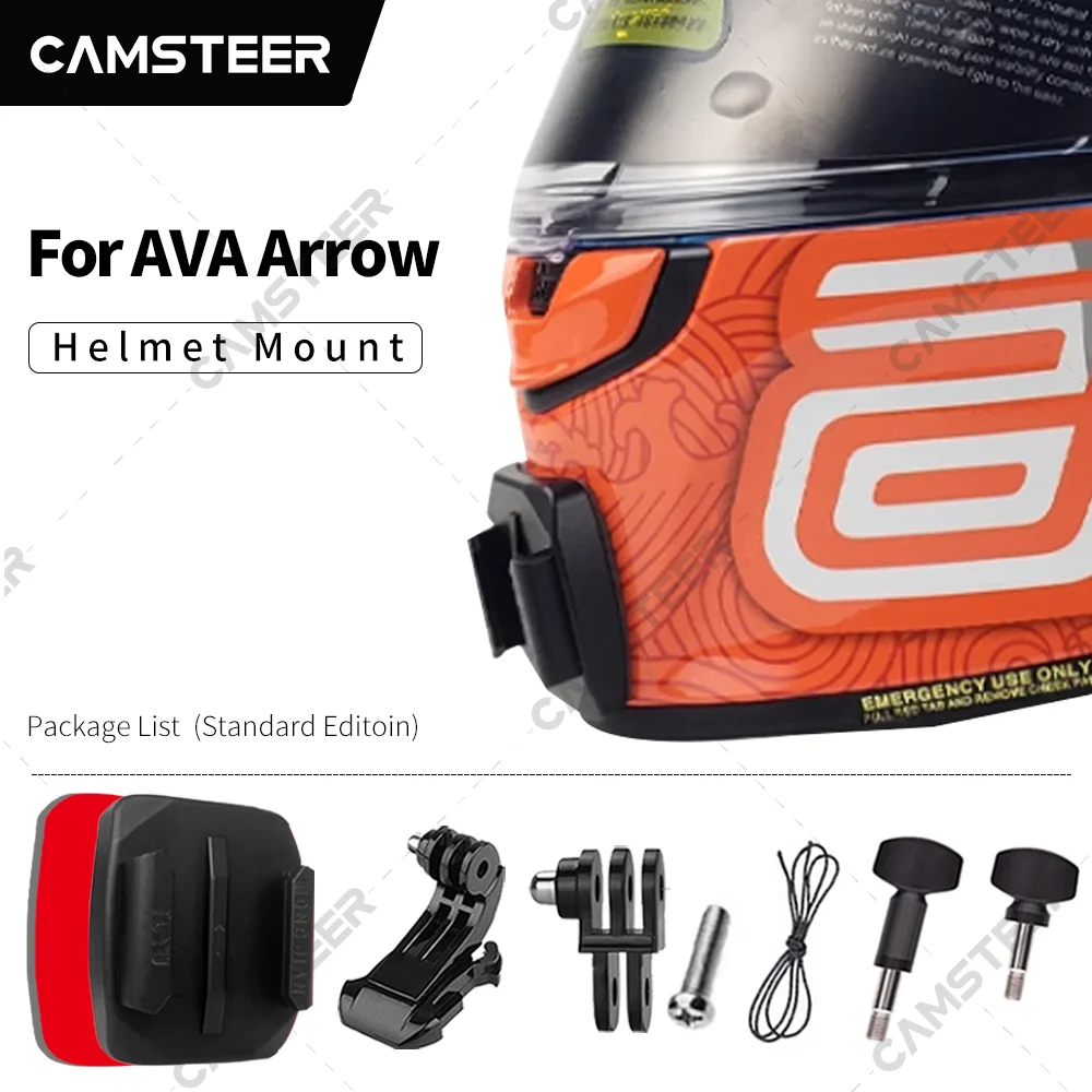 AVA Arrow Customized Helmet Chin Mount for GoPro12 11 10 9 DJI Action3/4 Insta360 Ace pro X4 X3 RS Action Camera Accessories