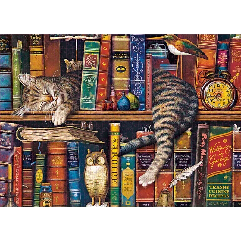 70*50cm Adult Puzzle 1000 Pieces Paper Jigsaw Puzzle The Tally Cat Famous Painting Series Learning Education Craft Toy Gifts