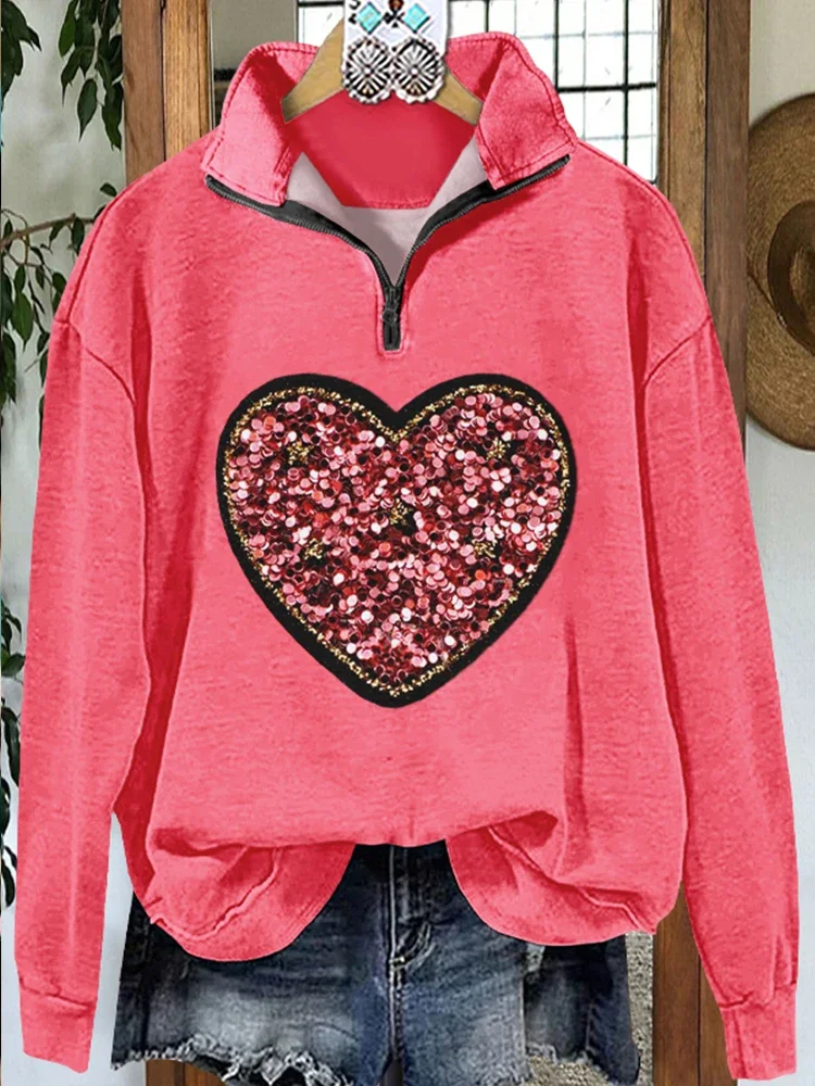 

Classic Contrast Heart Valentine's Day Sweatshirt